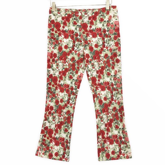VINTAGE Benetton Cropped Red Rose Garden Pant 40